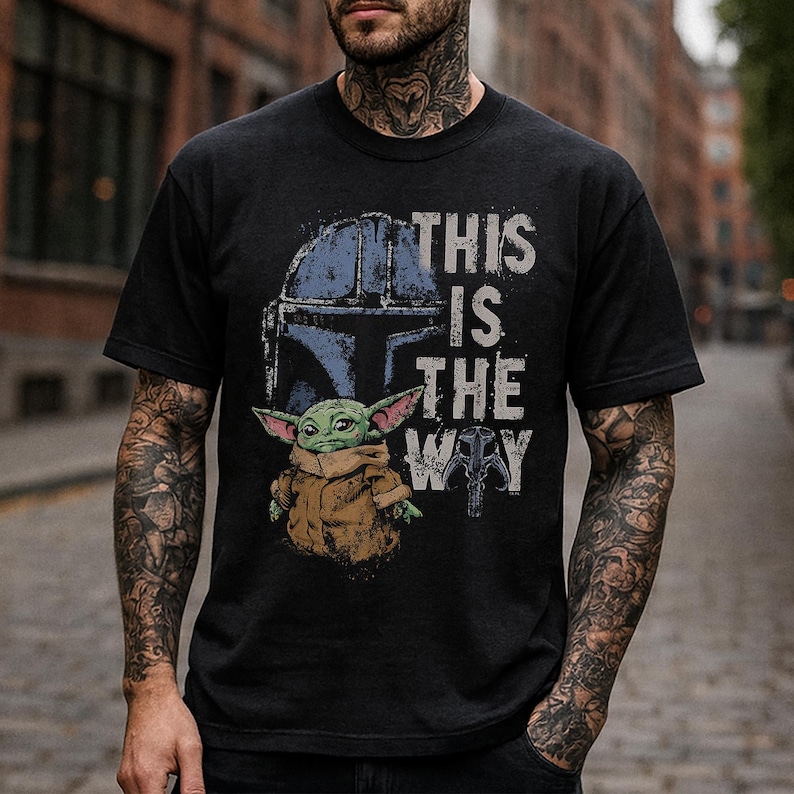 StarWars The Mandalorian and Grogu This is the Way Graphic T-Shirt, Retro Grogu Bounty Hunter Tee, Vintage 90s StarWars Fan Gift Shirt image 5