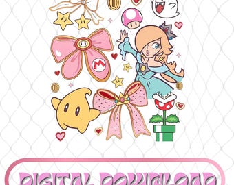 Cute Super Mario Rosalina And Luma Striped Background Portrait Png, World Family Holiday Png, Universal Orlando Birthday Trip