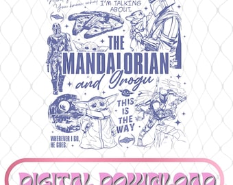 StarWars le Mandalorien, voici le chemin png, film StarWars rétro, format png assorti à la famille Disneyland, cadeau Galaxy's Edge pour fan