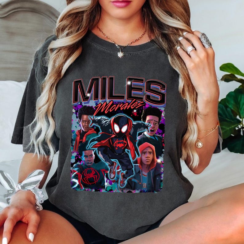 Miles Morales Shirt, Miles Morales Homage Shirt, Vintage Spider Man Shirt, Black Spider Man, Spider-Man Across the Spider-Verse Shirt image 3