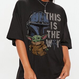 StarWars The Mandalorian and Grogu This is the Way Graphic T-Shirt, Retro Grogu Bounty Hunter Tee, Vintage 90s StarWars Fan Gift Shirt image 2