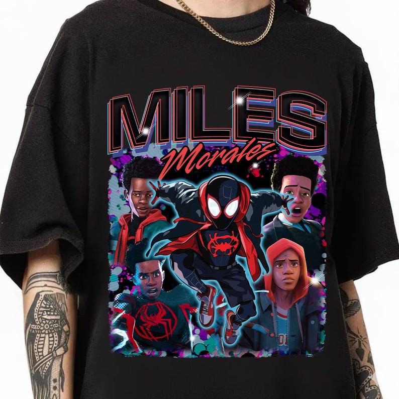 Miles Morales Shirt, Miles Morales Homage Shirt, Vintage Spider Man Shirt, Black Spider Man, Spider-Man Across the Spider-Verse Shirt image 1