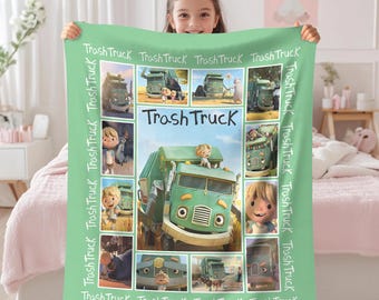 Trash Truck Fleece Blanket, Trash Truck Blanket, Trash Truck Birthday Gifts, Trash Truck Gifts Blanket, Trash Truck Birthday Gifts Blanket