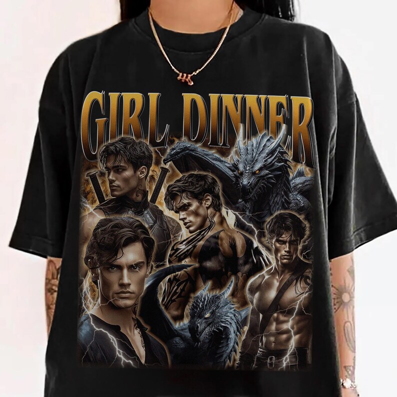 Xaden Riorson Girl Dinner Shirt, Vintage Fourth Wing Shirt, Retro Dragon Rider Shirt, Gift For Book Lovers, Basgiath War, Bookish Tee image 2