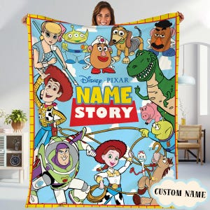 Personalized Toy Story Blanket, Buzz Lightyear Woody Bo Peep Blanket, Toy Story Disneyland Blanket for Bed Couch Sofa image 1