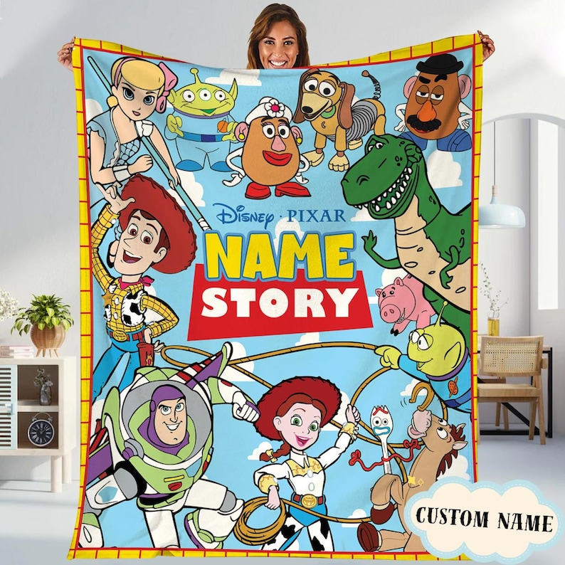 Personalized Toy Story Blanket, Buzz Lightyear Woody Bo Peep Blanket, Toy Story Disneyland Blanket for Bed Couch Sofa image 1