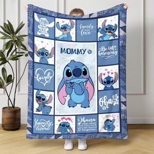 Personalized Stitch Blanket, Custome Lilo Stitch Blanket, Stitch Birthday Gifts Blanket, Angel Stitch Christmas Gifts For Boys Girls Blanket immagine 5