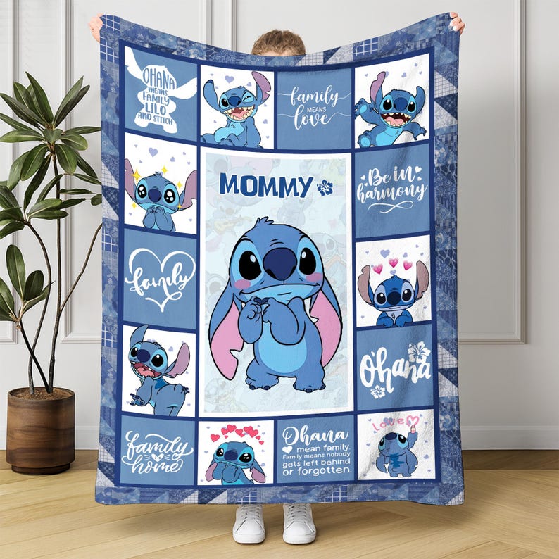 Personalized Stitch Blanket, Custome Lilo Stitch Blanket, Stitch Birthday Gifts Blanket, Angel Stitch Christmas Gifts For Boys Girls Blanket immagine 5