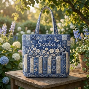 Personalized Book Tote Bag, Custom Name Flowers And Books Lover Gift, Vintage Floral Book Tote, Reading Lover Tote Bag, Librarian Gift Bag