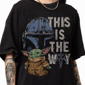 StarWars The Mandalorian and Grogu This is the Way Graphic T-Shirt, Retro Grogu Bounty Hunter Tee, Vintage 90s StarWars Fan Gift Shirt image 3