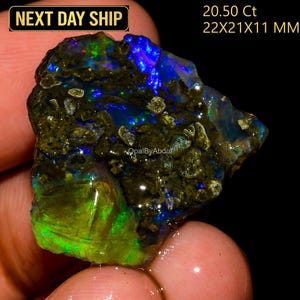 Natural Ethiopian Opal Fancy Shape Oil Rough Loose Gemstone 20.5 Ct 22X21X11 MM OR-1335