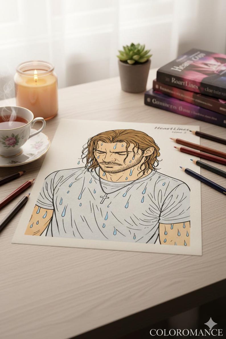 Målarbok för vuxna: Mörk romans PDF | Målarbok för pojkar | Direkt nedladdning | HeartLines volym 2 | Läspresent bild 4