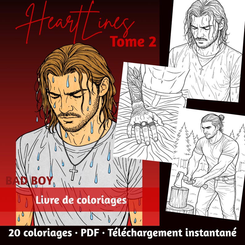 Målarbok för vuxna: Mörk romans PDF | Målarbok för pojkar | Direkt nedladdning | HeartLines volym 2 | Läspresent bild 1