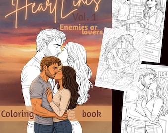 Romance Coloring Book PDF | Enemies to Lovers Couples | Adult Coloring Pages Instant Download | HeartLines Vol 1 | BookTok Gift