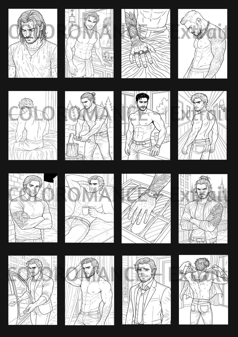 Målarbok för vuxna: Mörk romans PDF | Målarbok för pojkar | Direkt nedladdning | HeartLines volym 2 | Läspresent bild 2