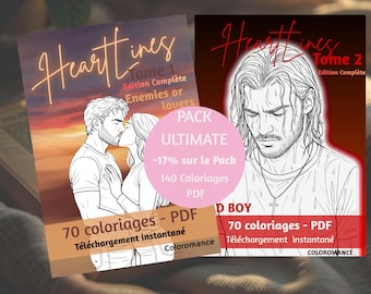 Ultimate Romance Coloring Book Pack PDF | HeartLines Complete Collection | 140 Illustrations | Complete Editions Volume 1 + Volume 2 | Reader Gift