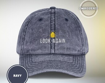 Look Again Embroidered Vintage Cap | Minimal Beetle Dad Hat, Premium Unisex Embroidery, Subtle Streetwear Hat