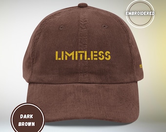 Vintage Corduroy Cap Limitless Embroidered Hat | Minimal Word Streetwear Dad Cap Unisex
