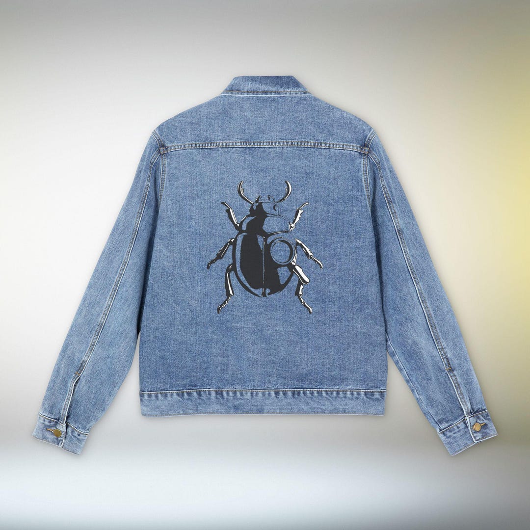 Beetle Back Denim Jacket for Men | Graphic Insect Art Jean Jacket ...