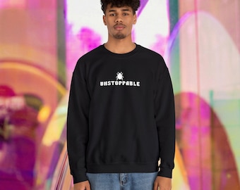Unstoppable Embroidered Sweatshirt, Beetle Crewneck Minimalist Motivational Pullover, Unisex Heavy Blend Crewneck, Gift for Him Her