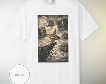 Spinning Top Vault Surreal Graphic Art T Shirt | Abstract Tee Philosophy Design | Unisex Retro Style Streetwear Shirt