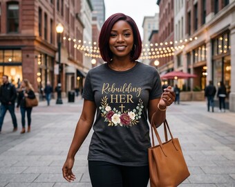 Haar wederopbouw, png PNGEgg | Shirtontwerp gebaseerd op geloof | Christelijke vrouw, png PNGEgg | Inspirerend sublimatieontwerp |  DTF-overdracht downloaden