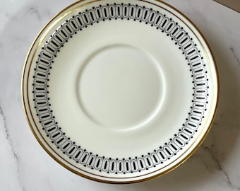 Wedgwood Susie Cooper Colosseum Saucer | Vintage Bone China England | Black Gold Geometric | Mid Century Modern | Designer Collectible