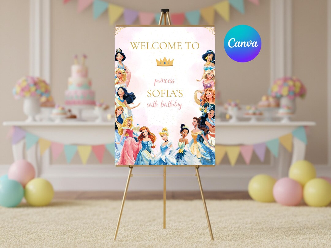 Welcome Princesses Editable Princesses Welcome Sign, Royal Princess Birthday Decor, Girl ...
