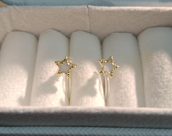 Gold Hollow Star Clip-On Earrings for Kids - No Piercing Children’s Ear Clips
