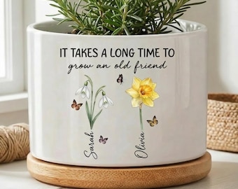 長い時間をかけて友情を育むカスタムプランター、親友への誕生日プレゼント、誕生月フラワーポット、友情ギフト