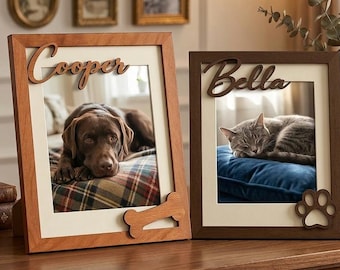 Marco de fotos personalizado para mascotas, marco de fotos con el nombre del perro, regalo conmemorativo para gatos, recuerdo de madera para recordar a una mascota fallecida, decoración con huellas de patas, regalo para cachorros recién nacidos