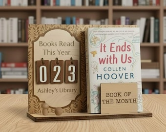 Personalized Book Read Holder - Book Tracker, Books Read This Year Counter, Book Of The Month Display, Gift for Readers, Book Lover Gift