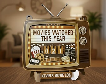 Gepersonaliseerde vintage films dit jaar bekeken teken, teken filmtracker, filmteller cadeau, cadeau voor filmliefhebber, filmfans, cadeau filmliefhebber