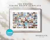108 Vision Board Template Canva Editable Manifestation Board Law of Attraction Goals Planner Minimal Collage Poster