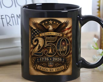 Taza de café del 250 aniversario de EE. UU., celebración patriótica del 250 aniversario / regalo del 4 de julio, taza para amantes del café, regalo de la Declaración de Independencia