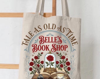Tale As Old Time Belle's Book Shop Tote Bag, Vintage Tale As Old As Time Bag, Book Lover Tote Bag, Princess Tote Bag, Belle Tote Bag