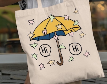 Hi Hi Heartstopper Tote Bag, LGBTQ TV Show Canvas Tote, Cute Cotton Shopping Bag, Indie Romance Fan Gift