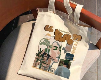 Namjooning Vibes Tragetasche, Kpop Ästhetik Canvas Tasche, Fan Geschenk, Nature Walk inspiriert Tote, Fan Merch Geschenk, alltägliche Tragetasche