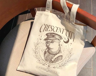 Bolso de mano del Servicio Postal de Crescent City, bolso de lona Fantasy Mail, regalo para lectores de Bookish Romantasy, bolso para el día a día.