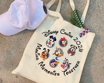 Disney Cruise 2026 Tote Bag – Mickey & Friends Vacation Canvas Tote, Making Memories Together Travel Bag, Disney Cruise Family Gift