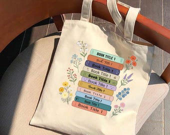 Bolso de tela personalizado con título de libro – Bolso de lona personalizado para amantes de los libros, regalo para lectores literarios, bolso con estética de biblioteca personalizado
