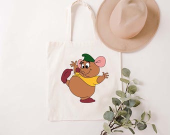 Bolso de mano Gus Gus adorable, bolso de Cenicienta Gus Gus, bolso para enamorados, regalo para ella, regalo para amantes de los libros, bolso de playa, regalo de cumpleaños, bolso de mano reutilizable