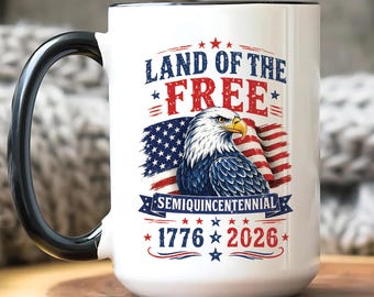 Taza patriótica 1776-2026, Taza Tierra de la Libertad, Taza del 4 de julio, Taza América 250, Taza del Día de la Independencia, Águila de EE. UU.