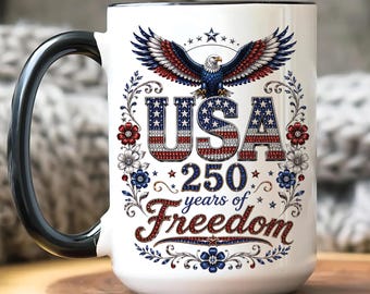 Faux Rhinestone USA 250Th Anniversary Mug, 1776 2026 Patriotic Eagle Coffee Mug, 4Th Of July Gift
