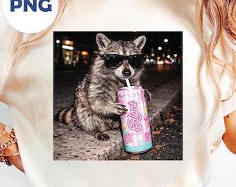 Komfortfarben Waschbär Candy Drink Png, Waschbär trinken Alani Shir Png, Vintage Waschbären Shirt, lustiges Meme Genz Dank Waschbären Shirt