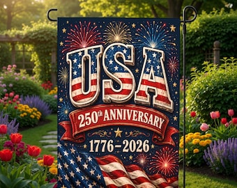 USA 250Th Anniversary Garden Flag, 1776 2026 Patriotic Outdoor Decor, American Semiquincentennial Yard Banner, Fireworks Flag Design