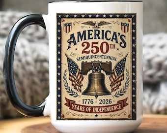 Taza de cerámica del 250 aniversario de EE. UU., taza de café del 250 cumpleaños de Estados Unidos, regalo patriótico 1776-2026, semiquincentenario de EE. UU., regalo para papá