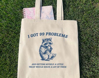 Bolso de mano "Date un pequeño capricho", bolso de lona divertido y original, bolso de compras bonito para el día a día, bolso de mano moderno y estético.
