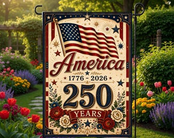 250 Years America Garden Flag, Patriotic Independence Decor, Vintage American Yard Flag