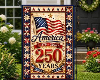 250 Years America Garden Flag, Patriotic Independence Decor, Vintage American Yard Flag